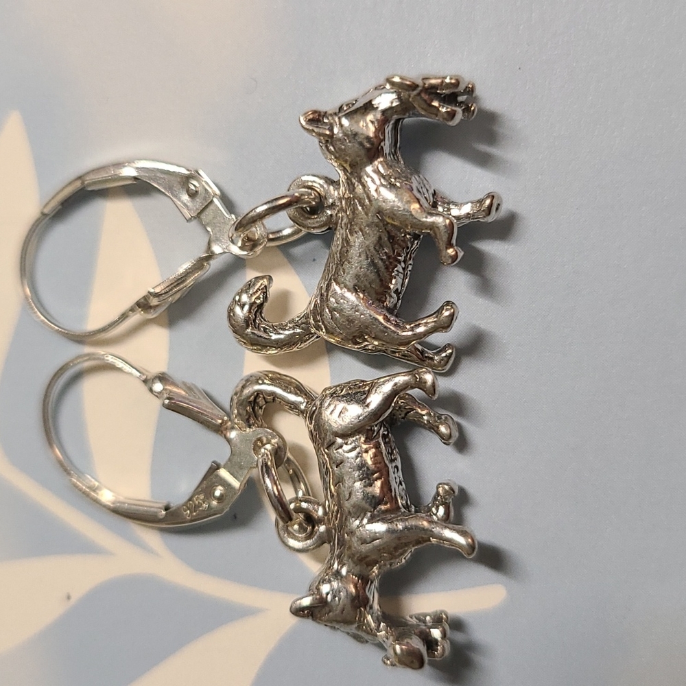 Cat Earrings With Leverbacks in Sterling Silver
